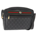 GUCCI GG Supreme Web Sherry Line Bag PVC Black Gold 119 02 088 Auth 150341-1