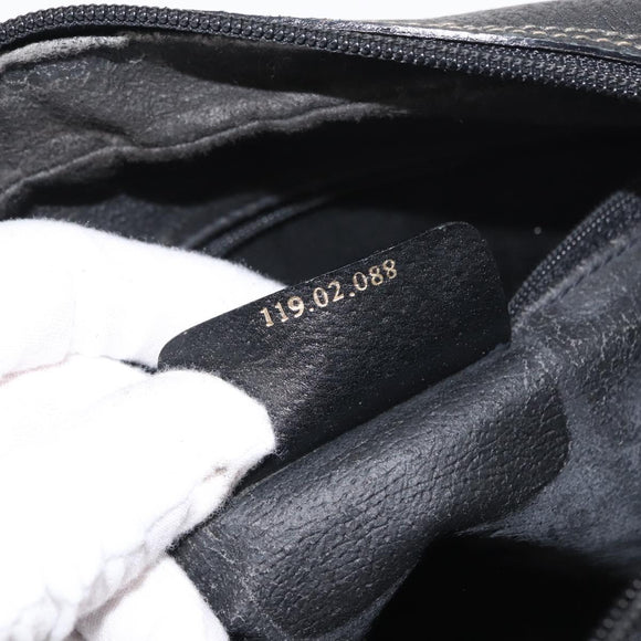 GUCCI GG Supreme Web Sherry Line Bag PVC Black Gold 119 02 088 Auth 150341