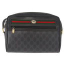 GUCCI GG Supreme Web Sherry Line Bag PVC Black Gold 119 02 088 Auth 150341-13