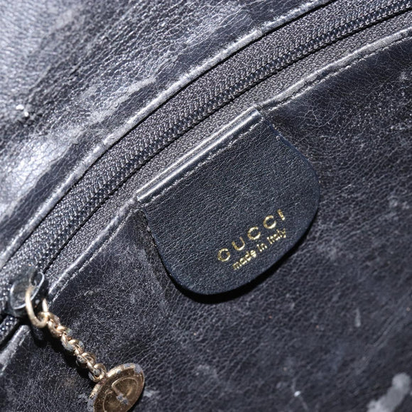 GUCCI Bamboo Hand Bag Leather Black Gold 001 0166 1638 Auth 150344
