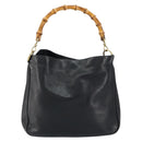 GUCCI Bamboo Hand Bag Leather Black Gold 001 0166 1638 Auth 150344-13