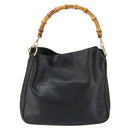 GUCCI Bamboo Hand Bag Leather Black Gold 001 0166 1638 Auth 150344-2