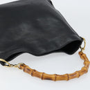 GUCCI Bamboo Hand Bag Leather Black Gold 001 0166 1638 Auth 150344-6
