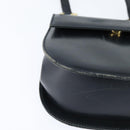 Salvatore Ferragamo Gancini Shoulder Bag Leather Navy Gold Auth 150345-10