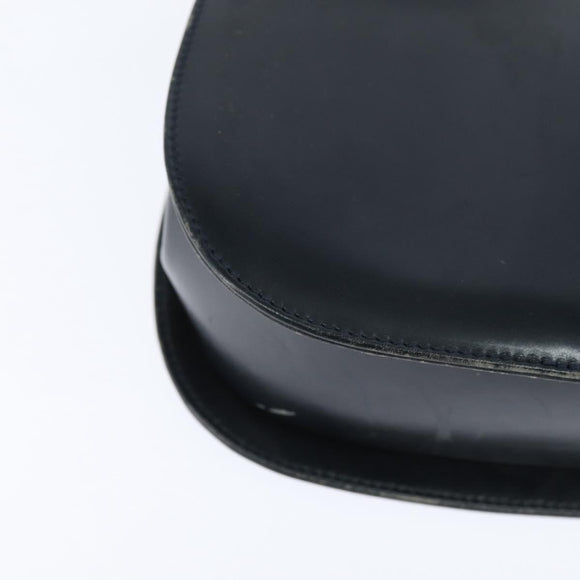 Salvatore Ferragamo Gancini Shoulder Bag Leather Navy Gold Auth 150345