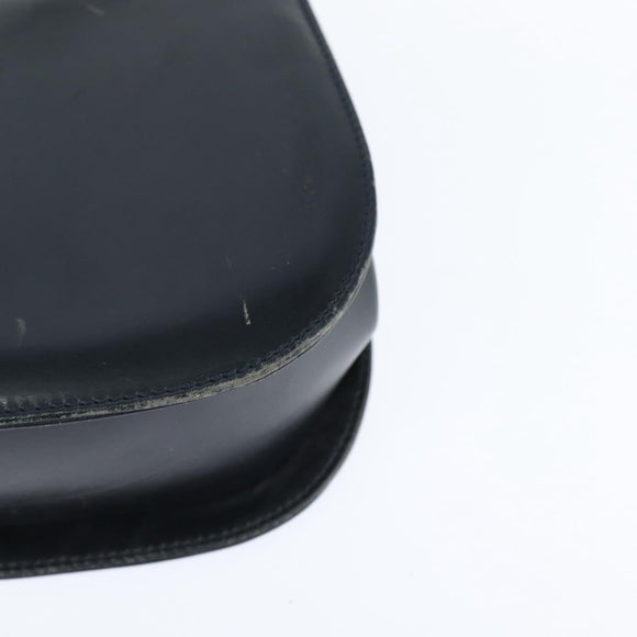 Salvatore Ferragamo Gancini Shoulder Bag Leather Navy Gold Auth 150345