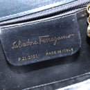 Salvatore Ferragamo Gancini Shoulder Bag Leather Navy Gold Auth 150345-15