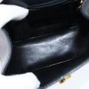 Salvatore Ferragamo Gancini Shoulder Bag Leather Navy Gold Auth 150345-16