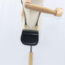 Salvatore Ferragamo Gancini Shoulder Bag Leather Navy Gold Auth 150345-20