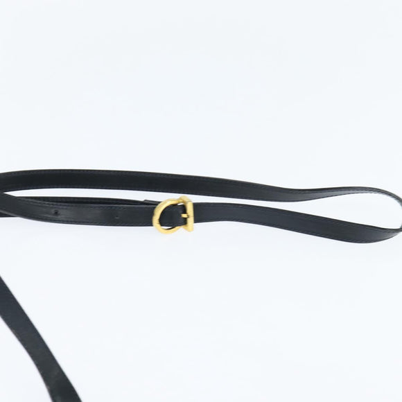 Salvatore Ferragamo Gancini Shoulder Bag Leather Navy Gold Auth 150345