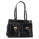 Salvatore Ferragamo Gancini Tote Bag Patent leather Black Gold Auth 150346-1