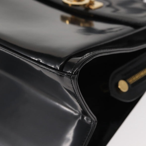 Salvatore Ferragamo Gancini Tote Bag Patent leather Black Gold Auth 150346