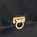 Salvatore Ferragamo Gancini Tote Bag Patent leather Black Gold Auth 150346-17