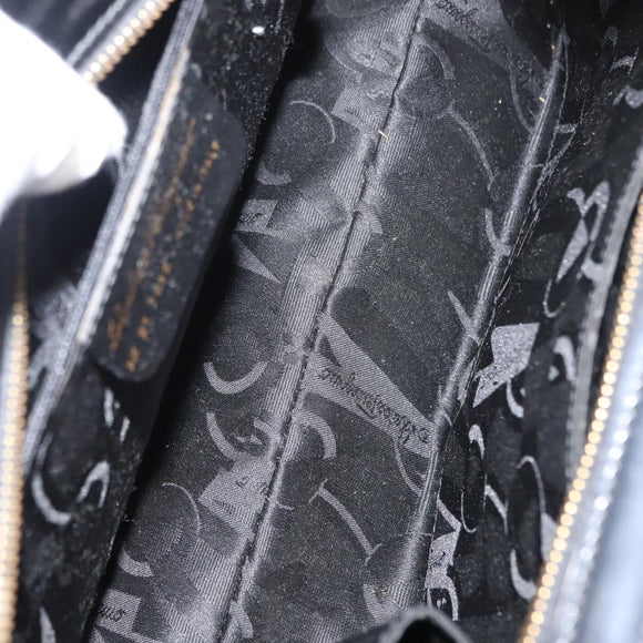 Salvatore Ferragamo Gancini Tote Bag Patent leather Black Gold Auth 150346