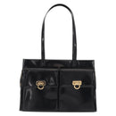 Salvatore Ferragamo Gancini Tote Bag Patent leather Black Gold Auth 150346-13