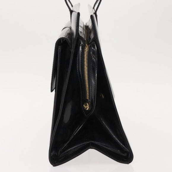 Salvatore Ferragamo Gancini Tote Bag Patent leather Black Gold Auth 150346