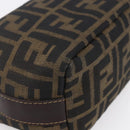 FENDI Zucca Canvas Vanity Hand Bag Black Brown Auth 150348-16