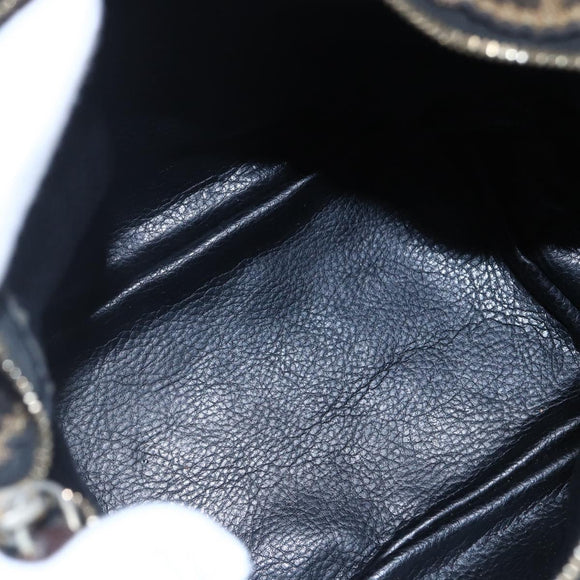 FENDI Zucca Canvas Vanity Hand Bag Black Brown Auth 150348