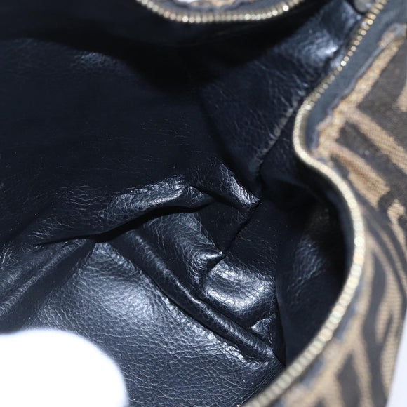 FENDI Zucca Canvas Vanity Hand Bag Black Brown Auth 150348
