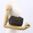 FENDI Zucca Canvas Vanity Hand Bag Black Brown Auth 150348-20