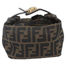 FENDI Zucca Canvas Vanity Hand Bag Black Brown Auth 150348-2