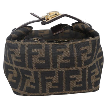FENDI Zucca Canvas Vanity Hand Bag Black Brown Auth 150348 - 0