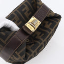 FENDI Zucca Canvas Vanity Hand Bag Black Brown Auth 150348-5