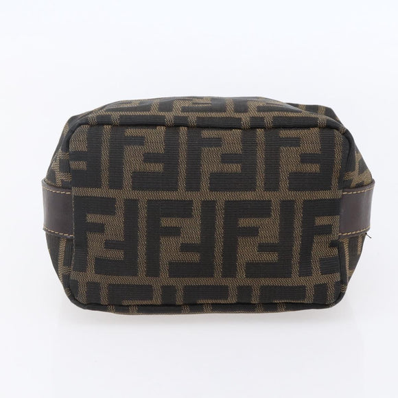 FENDI Zucca Canvas Vanity Hand Bag Black Brown Auth 150348