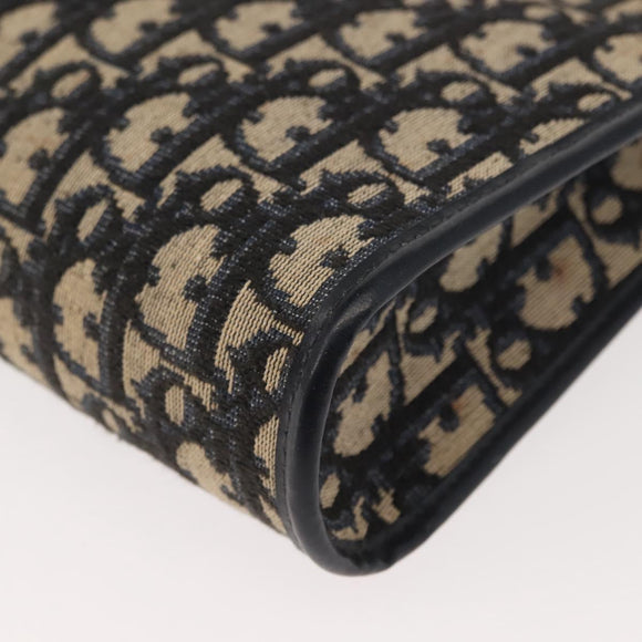 Christian Dior Trotter Canvas Shoulder Bag Navy Gold Auth 150350