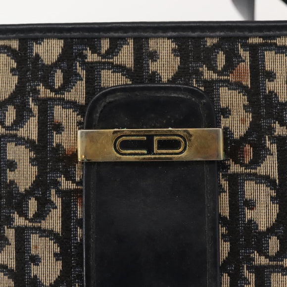 Christian Dior Trotter Canvas Shoulder Bag Navy Gold Auth 150350