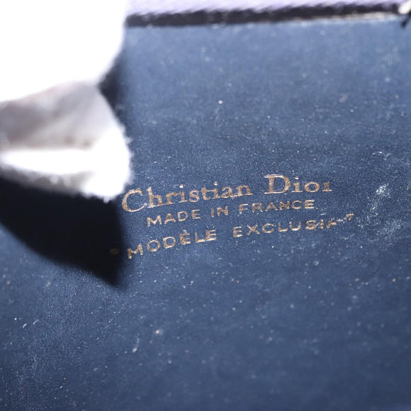 Christian Dior Trotter Canvas Shoulder Bag Navy Gold Auth 150350