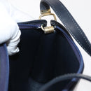 Christian Dior Trotter Canvas Shoulder Bag Navy Gold Auth 150350-19