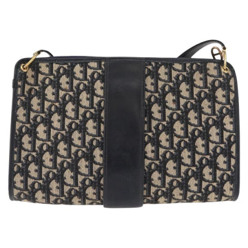 Christian Dior Trotter Canvas Shoulder Bag Navy Gold Auth 150350 - 0