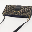 Christian Dior Trotter Canvas Shoulder Bag Navy Gold Auth 150350-6