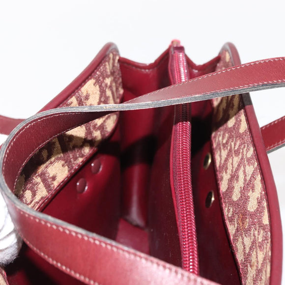 Christian Dior Trotter Canvas Hand Bag Red Gold Auth 150351