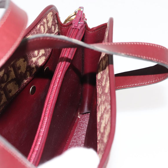 Christian Dior Trotter Canvas Hand Bag Red Gold Auth 150351