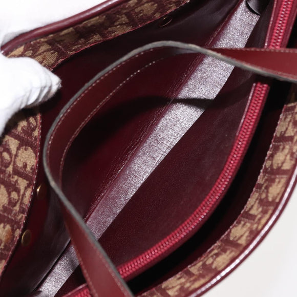 Christian Dior Trotter Canvas Hand Bag Red Gold Auth 150351