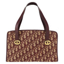 Christian Dior Trotter Canvas Hand Bag Red Gold Auth 150351-2