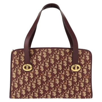 Christian Dior Trotter Canvas Hand Bag Red Gold Auth 150351 - 0