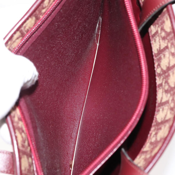 Christian Dior Trotter Canvas Hand Bag Red Gold Auth 150351