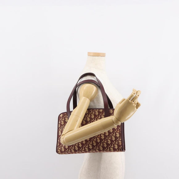 Christian Dior Trotter Canvas Hand Bag Red Gold Auth 150351