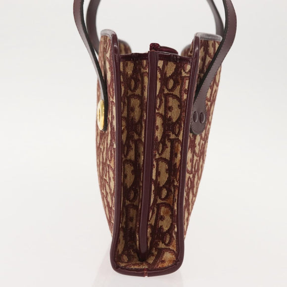 Christian Dior Trotter Canvas Hand Bag Red Gold Auth 150351