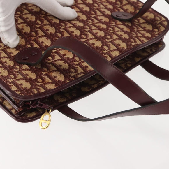Christian Dior Trotter Canvas Hand Bag Red Gold Auth 150351