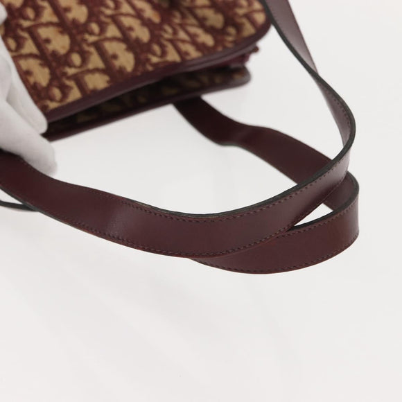 Christian Dior Trotter Canvas Hand Bag Red Gold Auth 150351