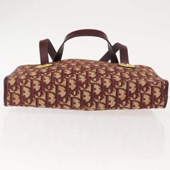 Christian Dior Trotter Canvas Hand Bag Red Gold Auth 150351