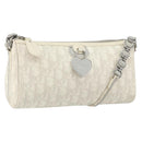 Christian Dior Romantic Trotter Canvas Shoulder Bag PVC White Silver Auth 150352V-1