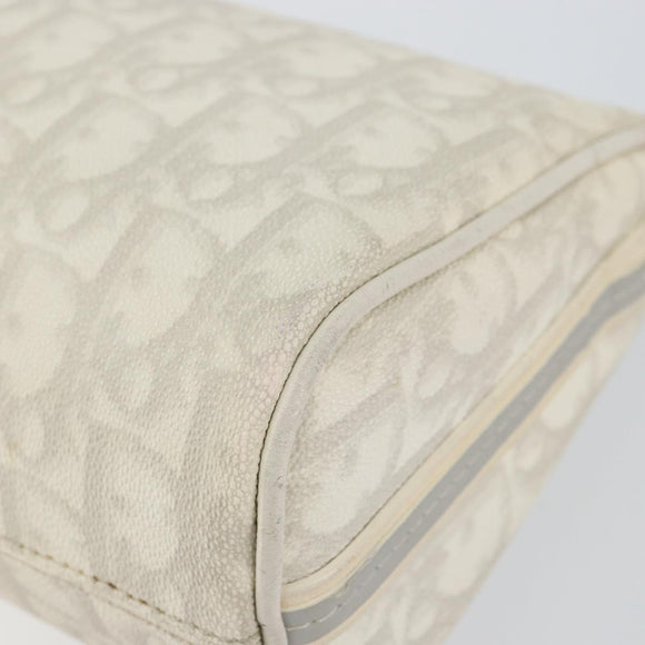 Christian Dior Romantic Trotter Canvas Shoulder Bag PVC White Silver Auth 150352V