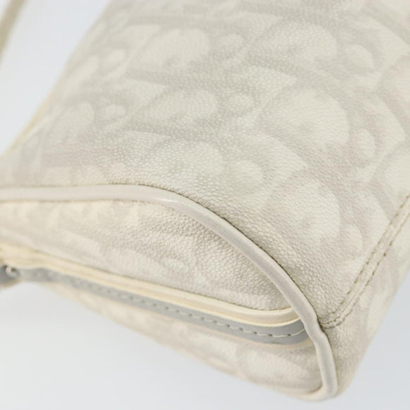 Christian Dior Romantic Trotter Canvas Shoulder Bag PVC White Silver Auth 150352V