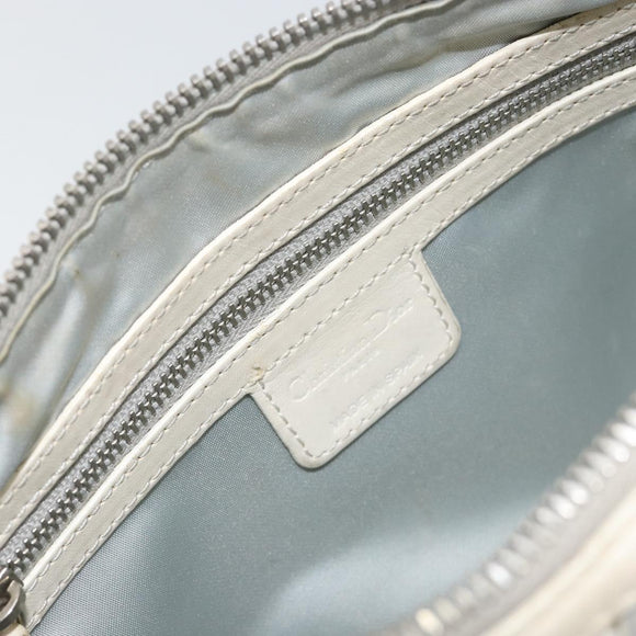 Christian Dior Romantic Trotter Canvas Shoulder Bag PVC White Silver Auth 150352V