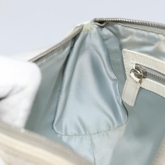 Christian Dior Romantic Trotter Canvas Shoulder Bag PVC White Silver Auth 150352V